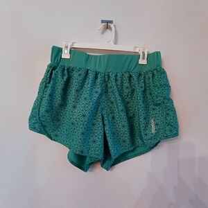 Reebok Women's Teal Patterned Athletic Shorts